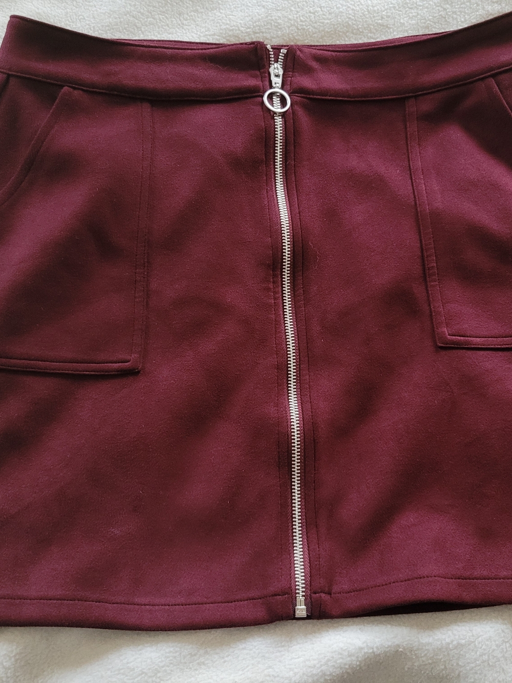 >Maurices< Faux Suede Wine Zip-Front Mini Skirt